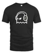 Ghost DJ Headphones Graphic T Shirt Minimal Music Style Tee - black t-shirt on white background