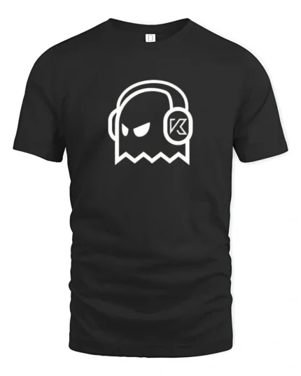 Ghost DJ Headphones Graphic T Shirt Minimal Music Style Tee - black t-shirt on white background