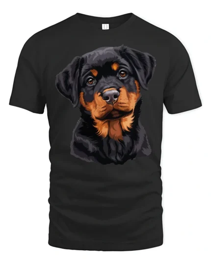 Cute Rottweiler Puppy Graphic T Shirt Adorable Dog Lover Tee - black t-shirt on white background