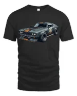 Retro Muscle Car Graphic T Shirt Vintage Racing Style Power Tee - black t-shirt on white background