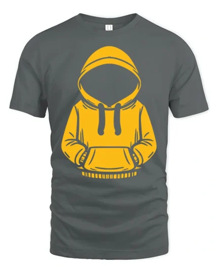Mystery Hoodie Outline T Shirt Cool Urban Aesthetic Graphic Tee - gray t-shirt on white background