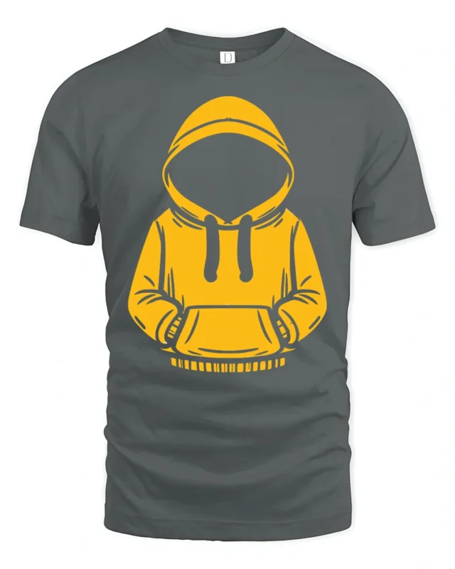 Mystery Hoodie Outline T Shirt Cool Urban Aesthetic Graphic Tee - gray t-shirt on white background
