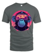 Another Life VR Monkey Graphic T Shirt Neon Gamer Style Tee - gray t-shirt on white background