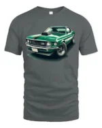 Classic Green Muscle Car Graphic T Shirt Vintage Auto Style Tee - gray t-shirt on white background