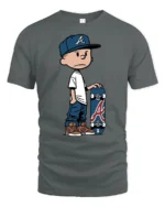 Cool Skater Kid Cartoon Graphic T Shirt Street Style Skate Tee - gray t-shirt on white background