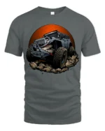Monster Off Road Jeep Graphic T Shirt Rugged Adventure Style Tee - gray t-shirt on white background