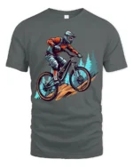 Mountain Bike Rider Graphic T Shirt Outdoor Adventure Style Tee - gray t-shirt on white background