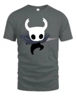 Cute Ghost Knight Cartoon Graphic T Shirt Fantasy Gamer Style Tee - gray t-shirt on white background
