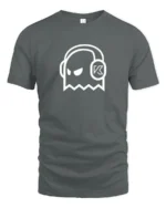 Ghost DJ Headphones Graphic T Shirt Minimal Music Style Tee - gray t-shirt on white background