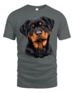 Cute Rottweiler Puppy Graphic T Shirt Adorable Dog Lover Tee - gray t-shirt on white background