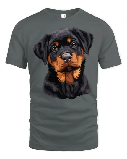 Cute Rottweiler Puppy Graphic T Shirt Adorable Dog Lover Tee - gray t-shirt on white background