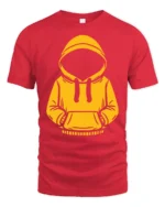 Mystery Hoodie Outline T Shirt Cool Urban Aesthetic Graphic Tee - red t-shirt on white background