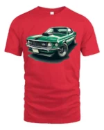 Classic Green Muscle Car Graphic T Shirt Vintage Auto Style Tee - red t-shirt on white background