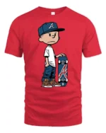 Cool Skater Kid Cartoon Graphic T Shirt Street Style Skate Tee - red t-shirt on white background