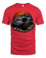 Monster Off Road Jeep Graphic T Shirt Rugged Adventure Style Tee - red t-shirt on white background