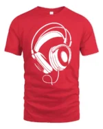 Minimalist Headphones Graphic T Shirt Music Lover Style Tee - red t-shirt on white background