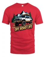 Off Road Life Adventure Graphic T Shirt Rugged Outdoor Style Tee - red t-shirt on white background