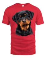 Cute Rottweiler Puppy Graphic T Shirt Adorable Dog Lover Tee - red t-shirt on white background