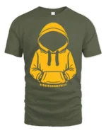 Mystery Hoodie Outline T Shirt Cool Urban Aesthetic Graphic Tee - military green t-shirt on white background