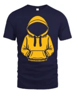 Mystery Hoodie Outline T Shirt Cool Urban Aesthetic Graphic Tee - navy t-shirt on white background