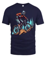 Mountain Bike Rider Graphic T Shirt Outdoor Adventure Style Tee - navy t-shirt on white background