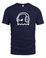 Ghost DJ Headphones Graphic T Shirt Minimal Music Style Tee - navy t-shirt on white background