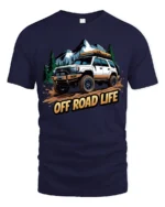 Off Road Life Adventure Graphic T Shirt Rugged Outdoor Style Tee - navy t-shirt on white background