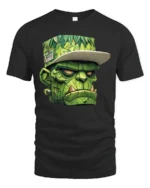 Street Style Monster Head Graphic T Shirt Urban Cool Style Tee - black t-shirt on white background