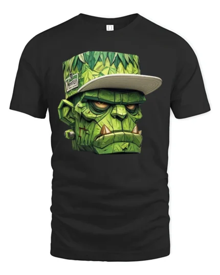 Street Style Monster Head Graphic T Shirt Urban Cool Style Tee - black t-shirt on white background