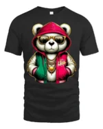 Cool Panda Streetwear Graphic T Shirt Hip Hop Style Tee - black t-shirt on white background