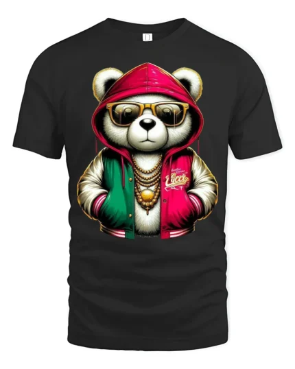 Cool Panda Streetwear Graphic T Shirt Hip Hop Style Tee - black t-shirt on white background