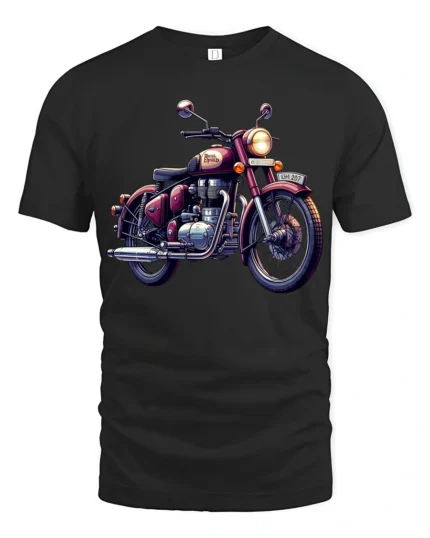Vintage Classic Motorcycle Graphic T Shirt Retro Biker Style Tee - black t-shirt on white background