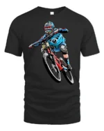 Extreme Downhill Mountain Bike Graphic T Shirt Adventure Style Tee - black t-shirt on white background