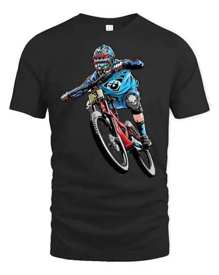 Extreme Downhill Mountain Bike Graphic T Shirt Adventure Style Tee - black t-shirt on white background