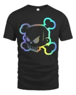 Neon Skull Graphic T Shirt Cool Cyber Punk Style Streetwear Tee - black t-shirt on white background