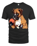 Strong Boxing Dog Graphic T Shirt Cool Fighter Style Tee - black t-shirt on white background