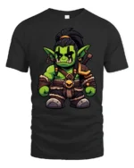 Fantasy Orc Character Graphic T Shirt Gamer Style Fashion Tee - black t-shirt on white background