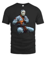 Horror Mask Martial Arts Graphic T Shirt Dark Fighter Style Tee - black t-shirt on white background