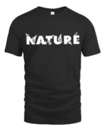 Nature Typography Graphic T Shirt Minimal Outdoor Style Tee - black t-shirt on white background