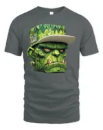 Street Style Monster Head Graphic T Shirt Urban Cool Style Tee - gray t-shirt on white background