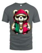 Cool Panda Streetwear Graphic T Shirt Hip Hop Style Tee - gray t-shirt on white background