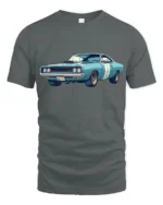 Vintage Classic Muscle Car Graphic T Shirt Retro Car Lover Tee - gray t-shirt on white background