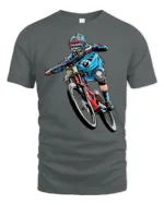 Extreme Downhill Mountain Bike Graphic T Shirt Adventure Style Tee - gray t-shirt on white background