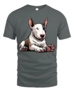 Cute Bull Terrier Dog Graphic T Shirt Funny Pet Lover Style Tee - gray t-shirt on white background