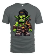 Fantasy Orc Character Graphic T Shirt Gamer Style Fashion Tee - gray t-shirt on white background