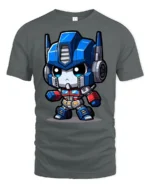 Cute Robot Hero Graphic T Shirt Sci Fi Cartoon Style Tee - gray t-shirt on white background