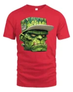 Street Style Monster Head Graphic T Shirt Urban Cool Style Tee - red t-shirt on white background
