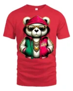 Cool Panda Streetwear Graphic T Shirt Hip Hop Style Tee - red t-shirt on white background