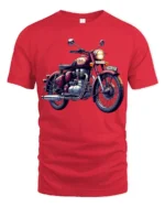 Vintage Classic Motorcycle Graphic T Shirt Retro Biker Style Tee - red t-shirt on white background