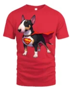 Superhero Dog Graphic T Shirt Cute Hero Puppy Style Tee - red t-shirt on white background